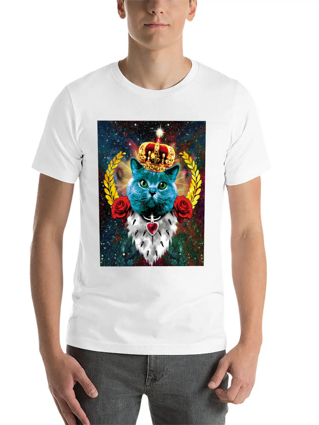 01 Blue Cat King Queen Crown Roses Love Heart Comfortable Minimalist Graphic Tee – Summer Style Essential