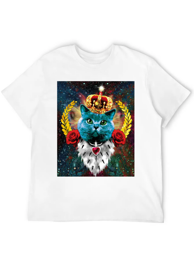 01 Blue Cat King Queen Crown Roses Love Heart Comfortable Minimalist Graphic Tee – Summer Style Essential