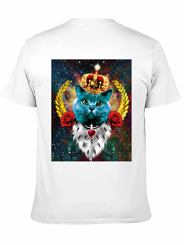 01 Blue Cat King Queen Crown Roses Love Heart Comfortable Minimalist Graphic Tee – Summer Style Essential