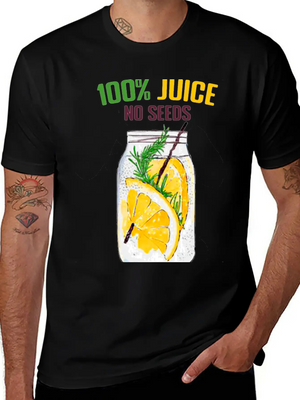 100 % All Juice No Seeds Design Funny Gift Simple Everyday Graphic Tee – Lightweight Summer Wear