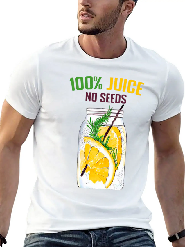 100 % All Juice No Seeds Design Funny Gift Simple Everyday Graphic Tee – Lightweight Summer Wear
