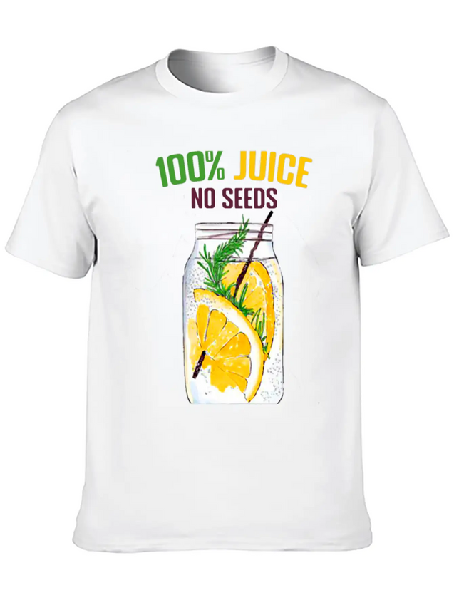 100 % All Juice No Seeds Design Funny Gift Simple Everyday Graphic Tee – Lightweight Summer Wear