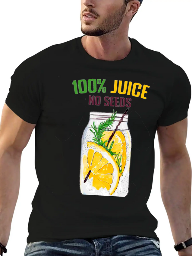 100 % All Juice No Seeds Design Funny Gift Simple Everyday Graphic Tee – Lightweight Summer Wear