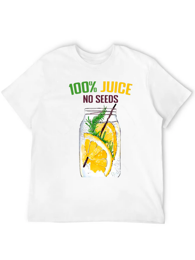 100 % All Juice No Seeds Design Funny Gift Simple Everyday Graphic Tee – Lightweight Summer Wear