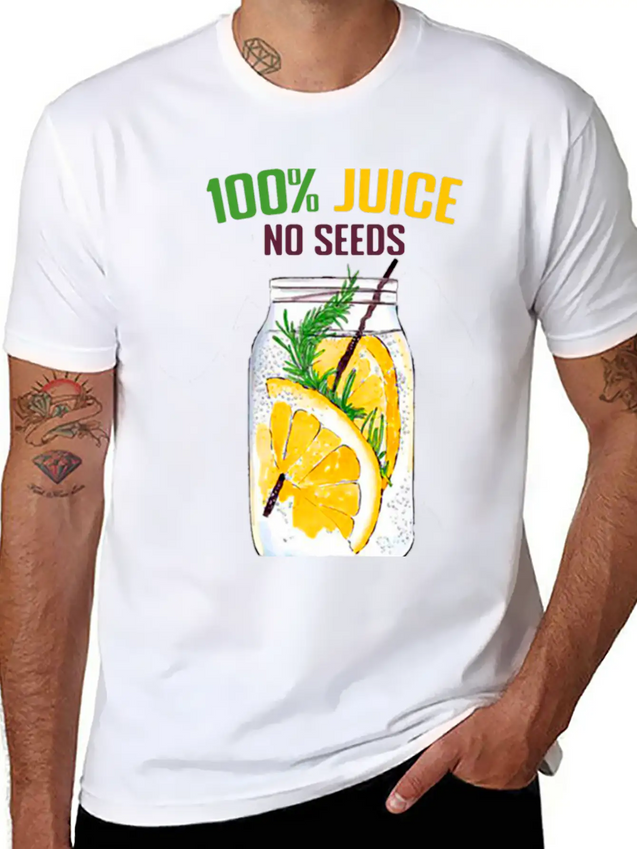 100 % All Juice No Seeds Design Funny Gift Simple Everyday Graphic Tee – Lightweight Summer Wear