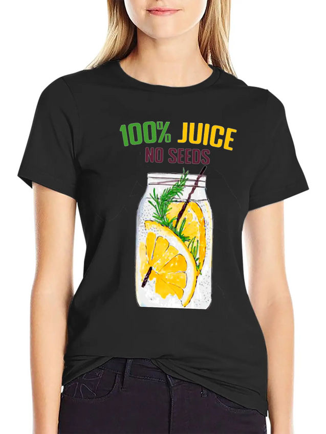 100 % All Juice No Seeds Design Funny Gift Simple Everyday Graphic Tee – Lightweight Summer Wear