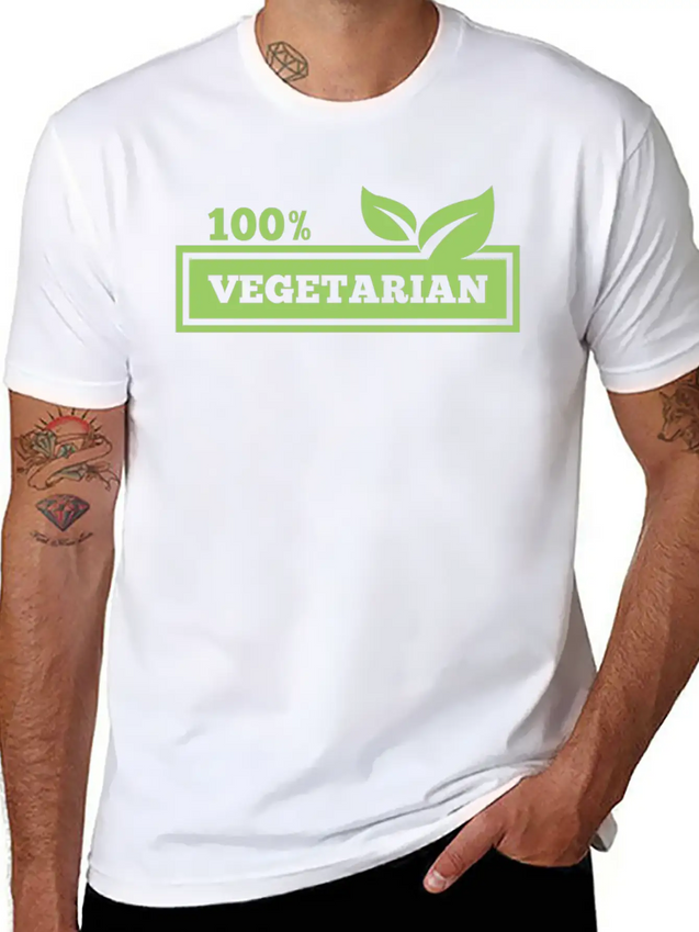 100% Vegetarian Simple Everyday Graphic Tee – Lightweight Summer Wear