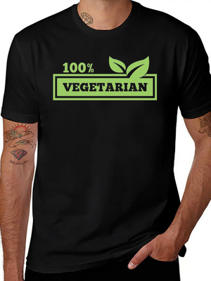 100% Vegetarian Simple Everyday Graphic Tee – Lightweight Summer Wear
