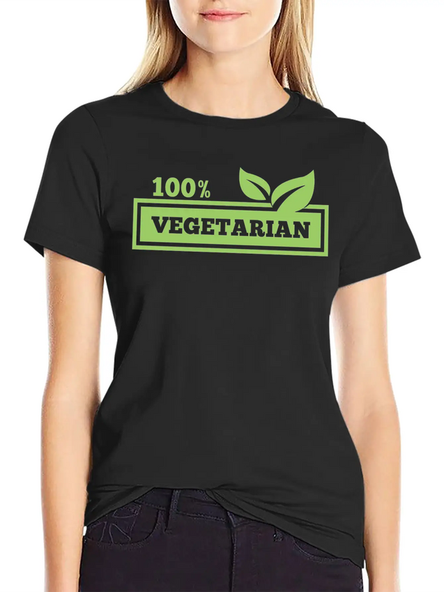 100% Vegetarian Simple Everyday Graphic Tee – Lightweight Summer Wear