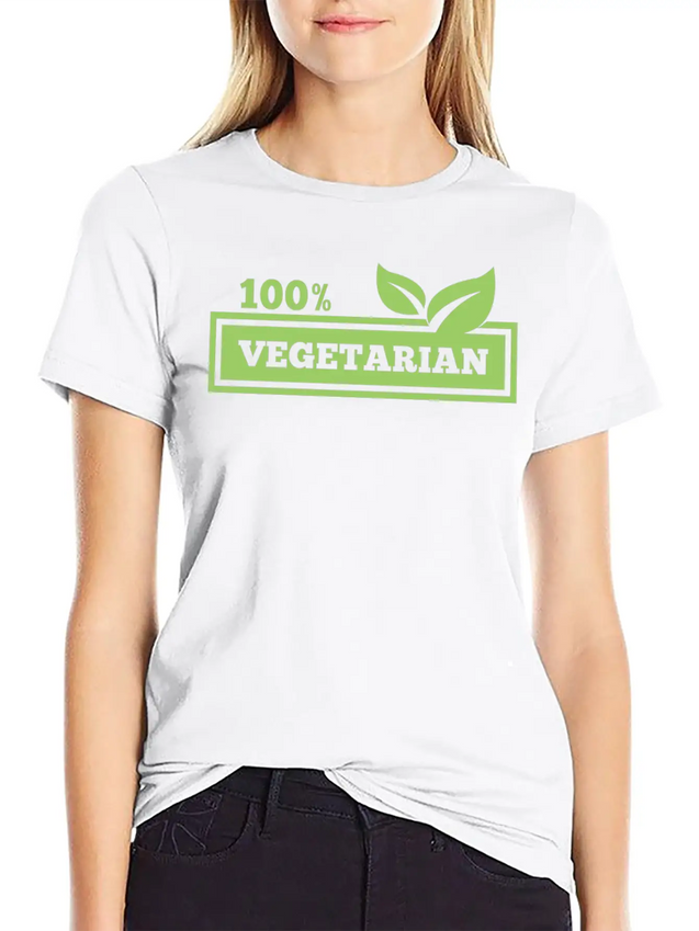 100% Vegetarian Simple Everyday Graphic Tee – Lightweight Summer Wear