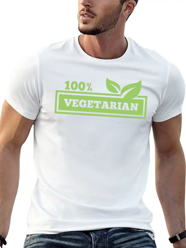 100% Vegetarian Simple Everyday Graphic Tee – Lightweight Summer Wear