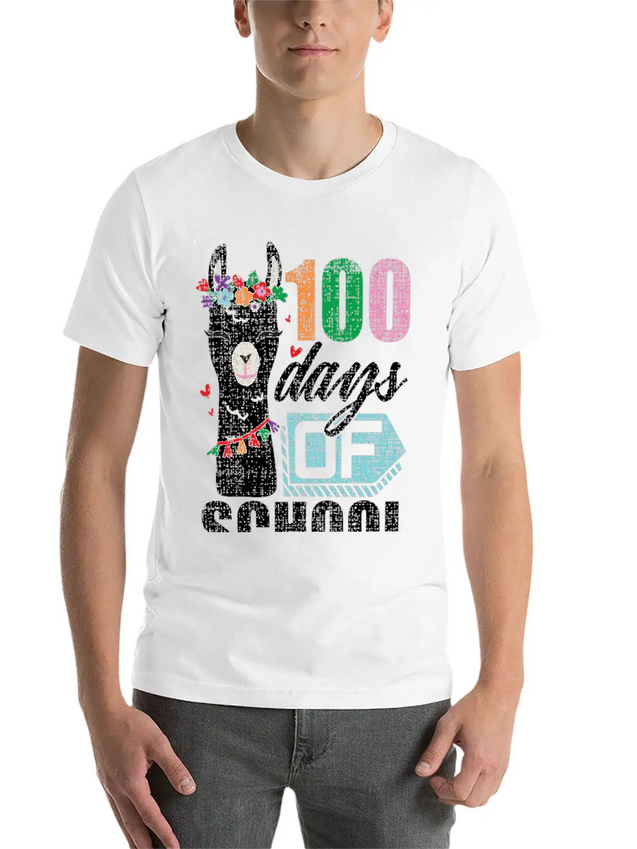 100Th Day Of School No Prob Llama Funny Grunge Breathable Soft Cotton T-Shirt – Timeless Casual Look