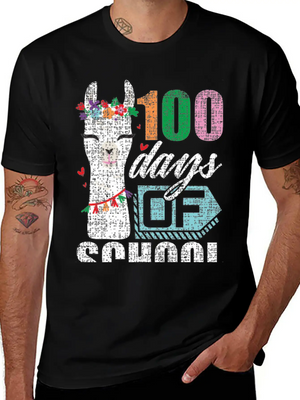 100Th Day Of School No Prob Llama Funny Grunge Breathable Soft Cotton T-Shirt – Timeless Casual Look