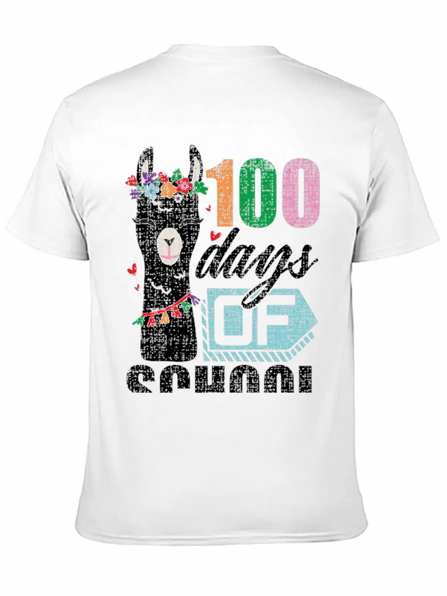100Th Day Of School No Prob Llama Funny Grunge Breathable Soft Cotton T-Shirt – Timeless Casual Look