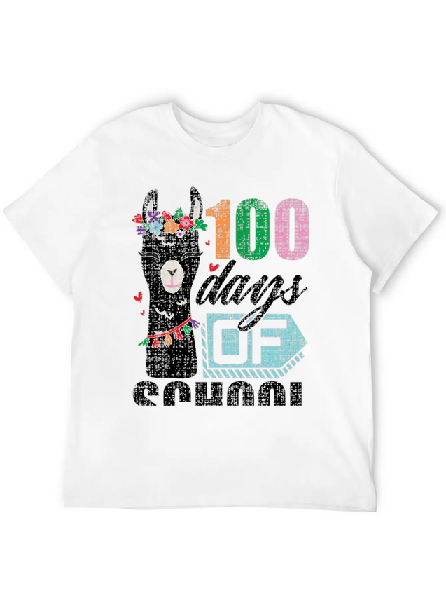 100Th Day Of School No Prob Llama Funny Grunge Breathable Soft Cotton T-Shirt – Timeless Casual Look