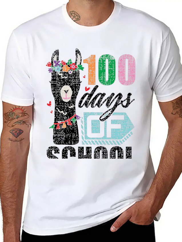 100Th Day Of School No Prob Llama Funny Grunge Breathable Soft Cotton T-Shirt – Timeless Casual Look