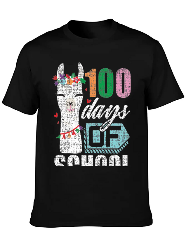 100Th Day Of School No Prob Llama Funny Grunge Breathable Soft Cotton T-Shirt – Timeless Casual Look