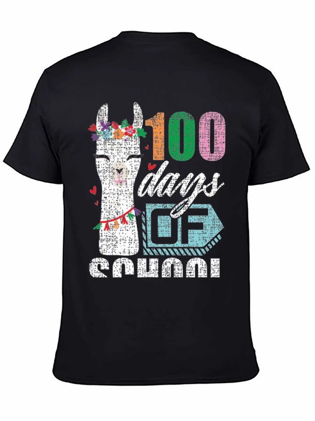 100Th Day Of School No Prob Llama Funny Grunge Breathable Soft Cotton T-Shirt – Timeless Casual Look