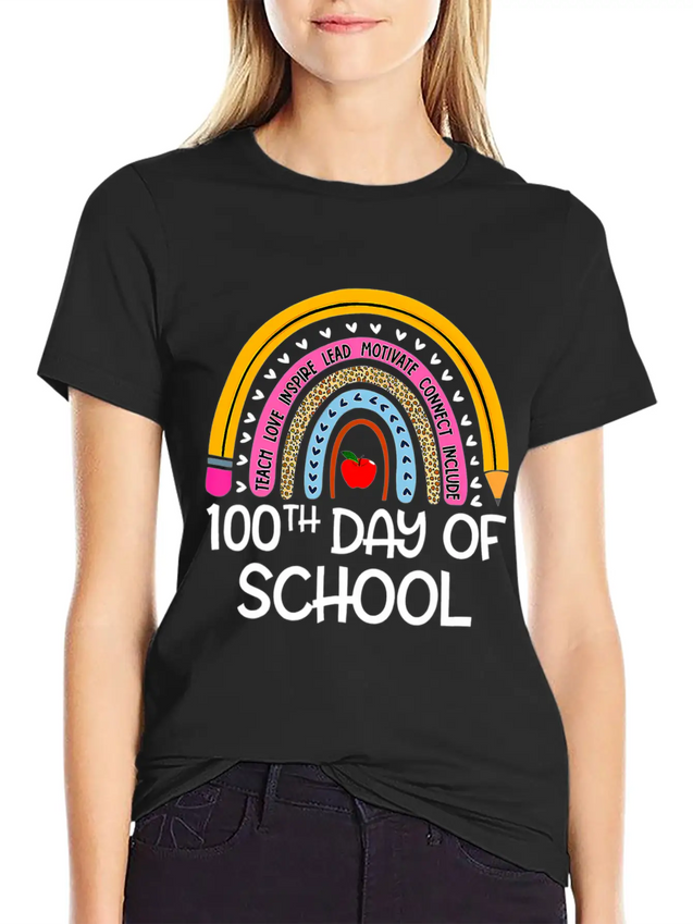 100Th Day Of School Teacher 100 Days Smer Boho Rai Breathable Soft Cotton T-Shirt – Timeless Casual Look