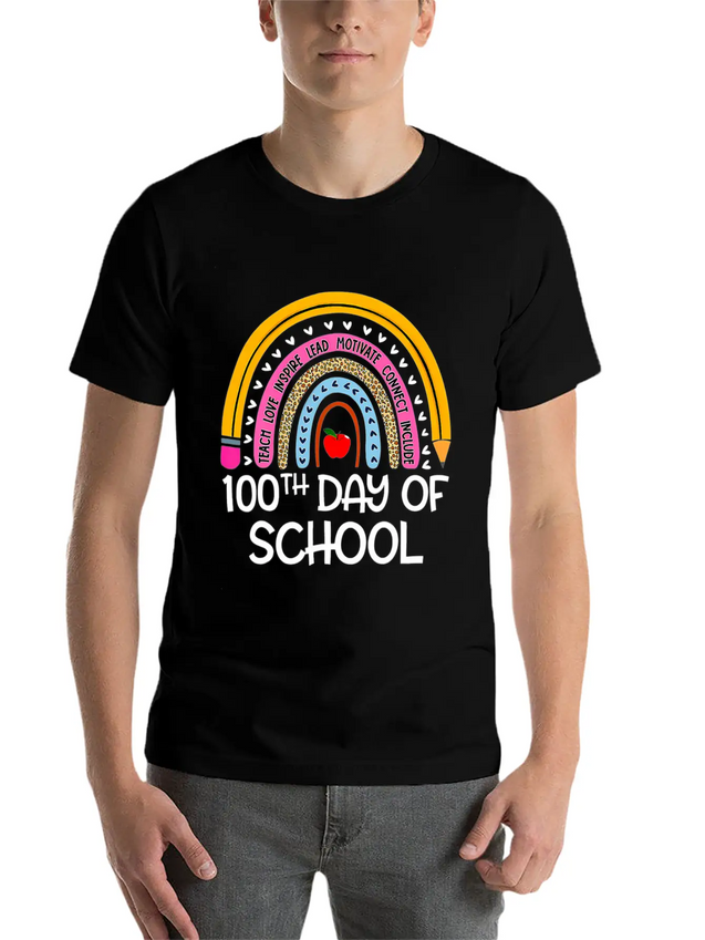 100Th Day Of School Teacher 100 Days Smer Boho Rai Breathable Soft Cotton T-Shirt – Timeless Casual Look
