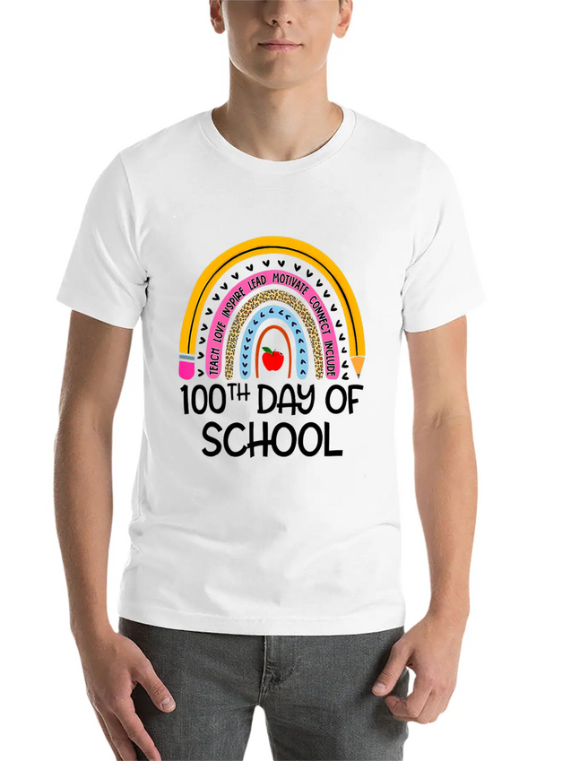 100Th Day Of School Teacher 100 Days Smer Boho Rai Breathable Soft Cotton T-Shirt – Timeless Casual Look