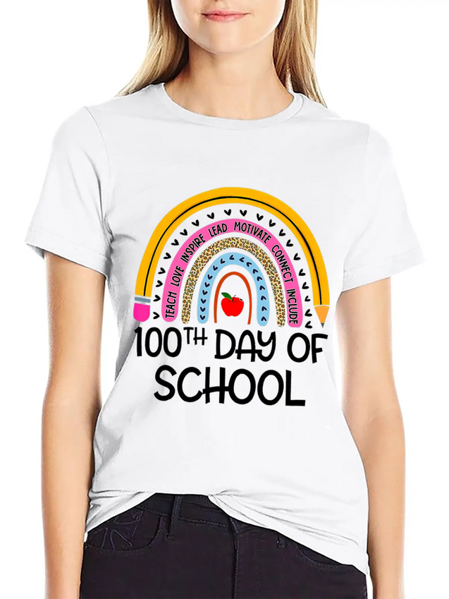 100Th Day Of School Teacher 100 Days Smer Boho Rai Breathable Soft Cotton T-Shirt – Timeless Casual Look