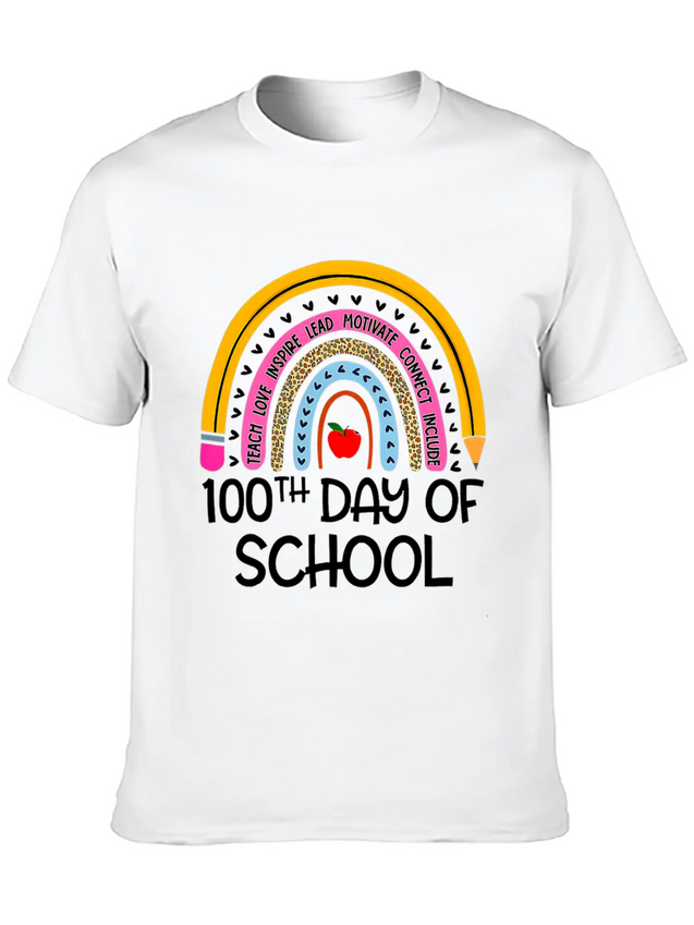 100Th Day Of School Teacher 100 Days Smer Boho Rai Breathable Soft Cotton T-Shirt – Timeless Casual Look