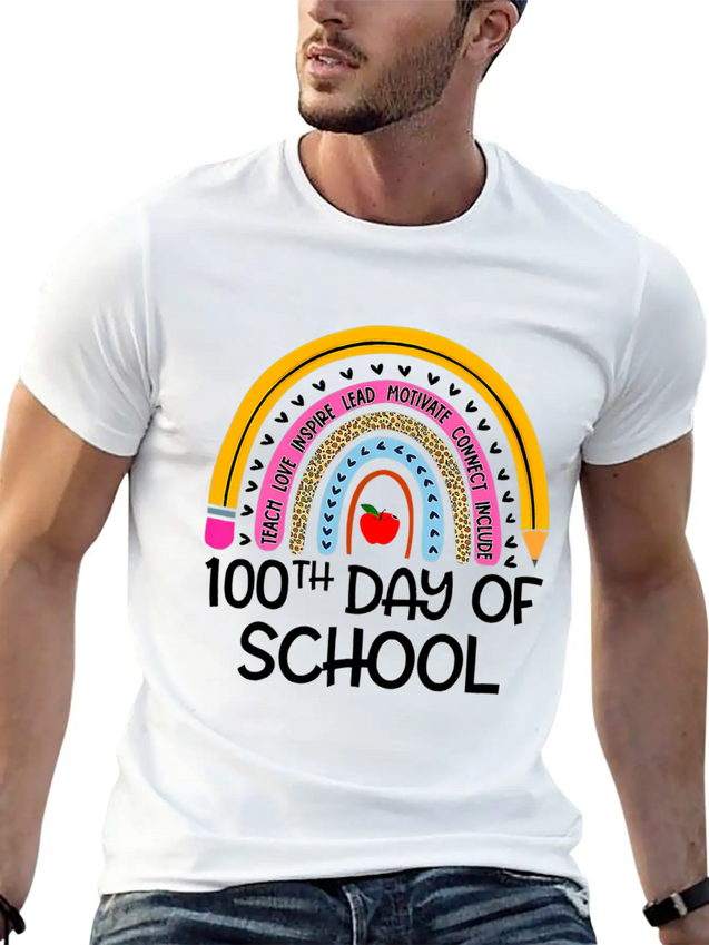 100Th Day Of School Teacher 100 Days Smer Boho Rai Breathable Soft Cotton T-Shirt – Timeless Casual Look