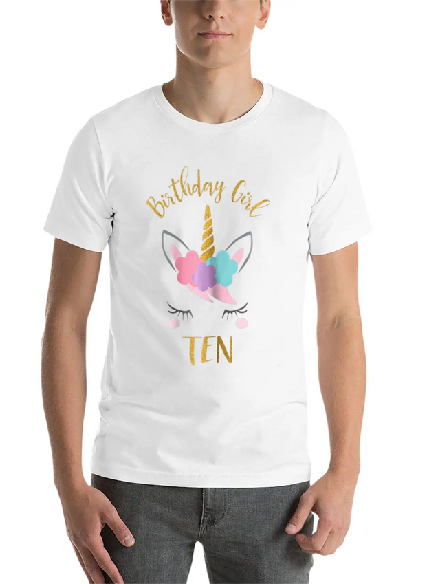 10th Birthday Unicorn Outfit 10th Birthday Girl Casual Graphic T-Shirt – Simple And Comfortable Daily Wear