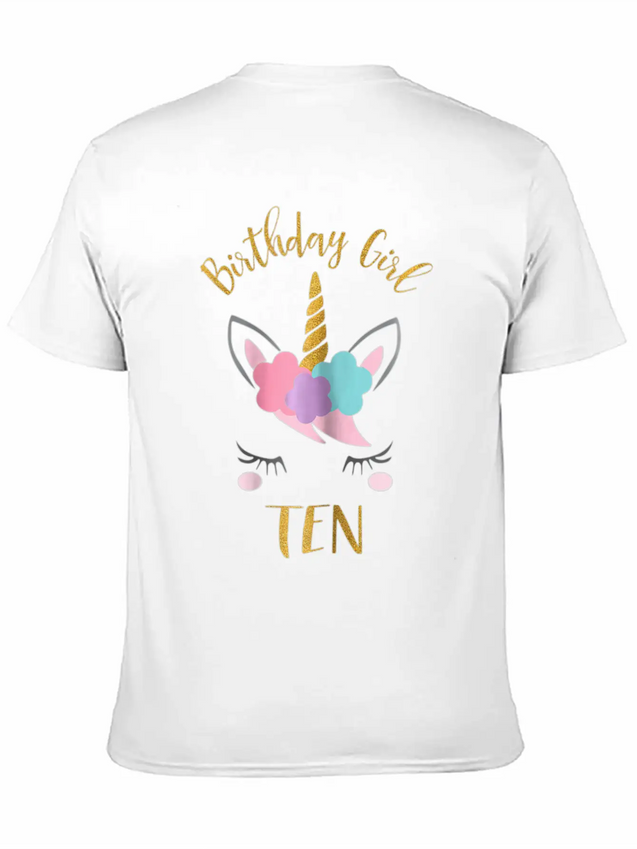 10th Birthday Unicorn Outfit 10th Birthday Girl Casual Graphic T-Shirt – Simple And Comfortable Daily Wear