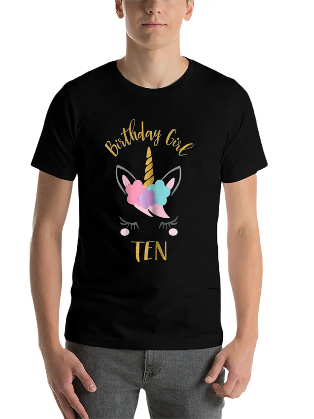 10th Birthday Unicorn Outfit 10th Birthday Girl Casual Graphic T-Shirt – Simple And Comfortable Daily Wear