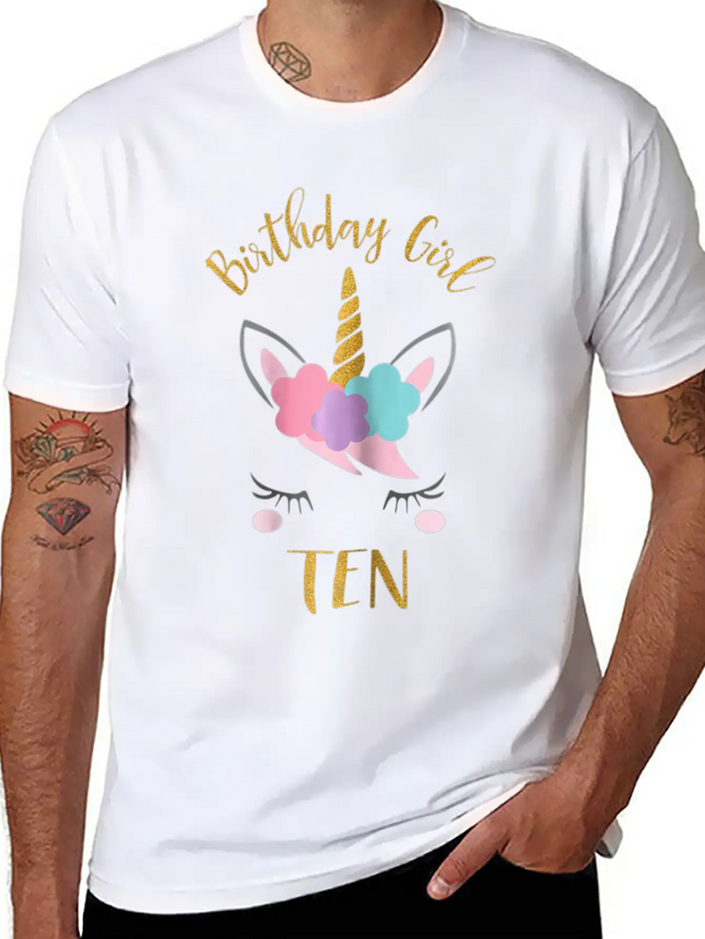 10th Birthday Unicorn Outfit 10th Birthday Girl Casual Graphic T-Shirt – Simple And Comfortable Daily Wear