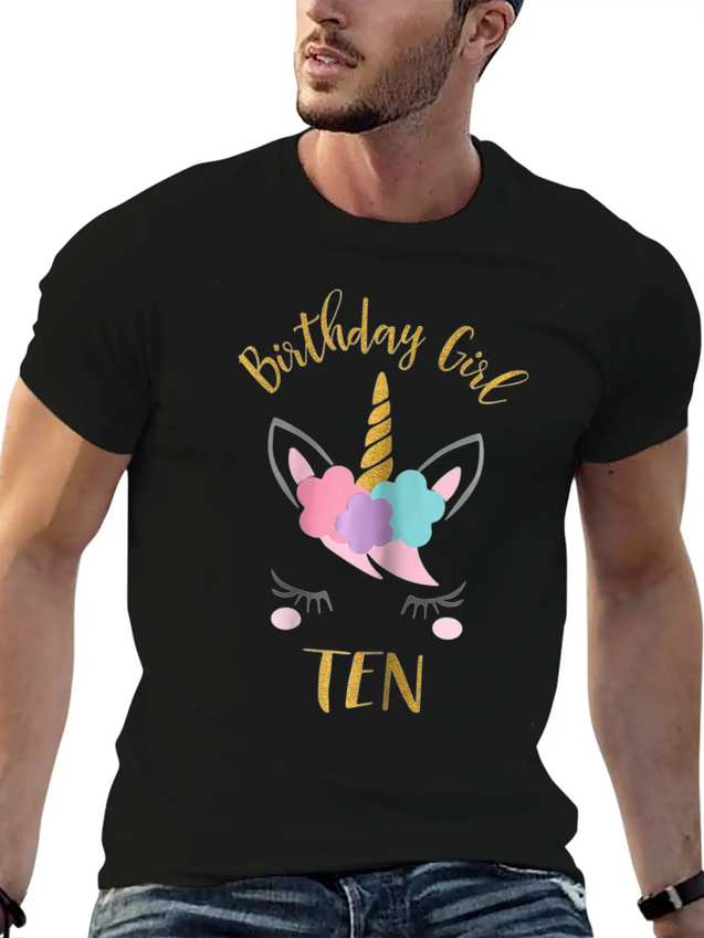 10th Birthday Unicorn Outfit 10th Birthday Girl Casual Graphic T-Shirt – Simple And Comfortable Daily Wear