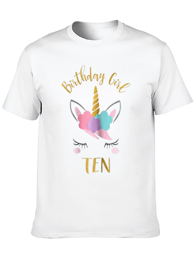 10th Birthday Unicorn Outfit 10th Birthday Girl Casual Graphic T-Shirt – Simple And Comfortable Daily Wear