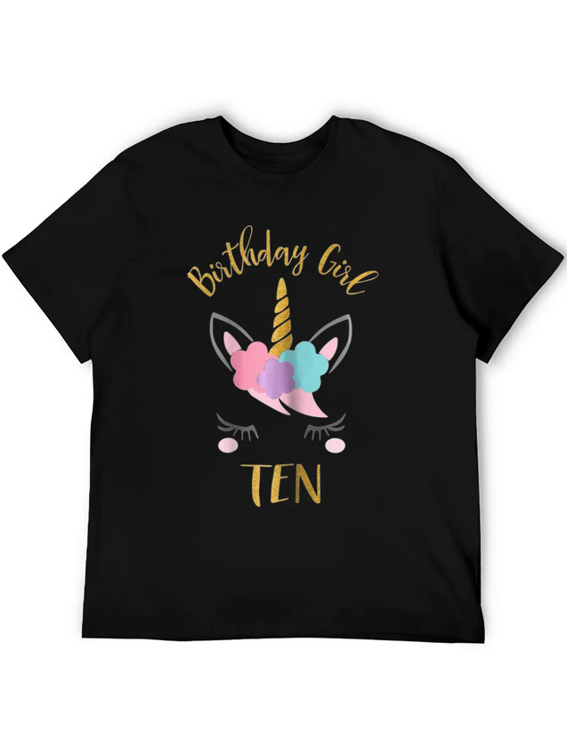 10th Birthday Unicorn Outfit 10th Birthday Girl Casual Graphic T-Shirt – Simple And Comfortable Daily Wear