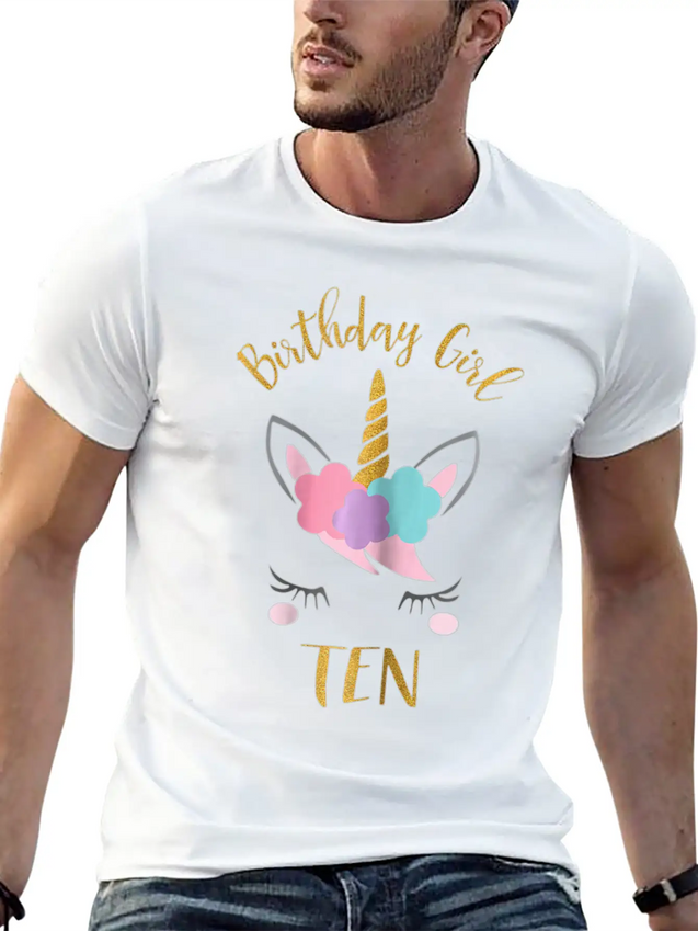 10th Birthday Unicorn Outfit 10th Birthday Girl Casual Graphic T-Shirt – Simple And Comfortable Daily Wear