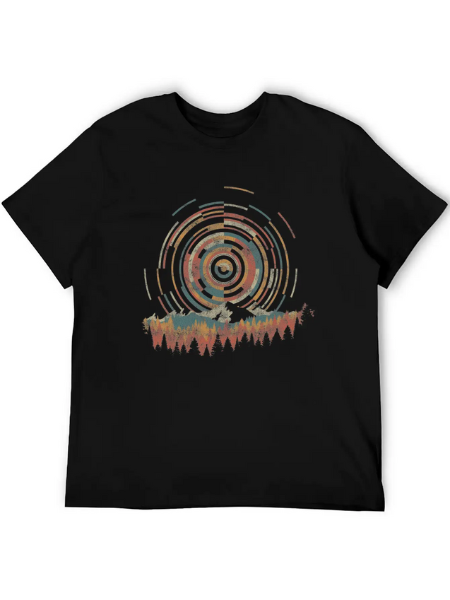 12 The Geometry Of Sunrise Casual Graphic T-Shirt – Simple And Comfortable Daily Wear