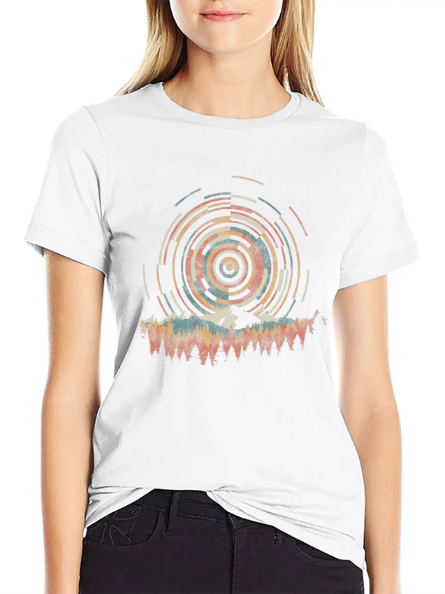 12 The Geometry Of Sunrise Casual Graphic T-Shirt – Simple And Comfortable Daily Wear