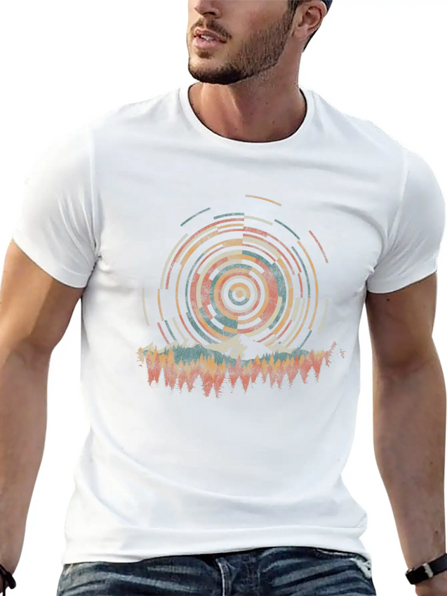 12 The Geometry Of Sunrise Casual Graphic T-Shirt – Simple And Comfortable Daily Wear
