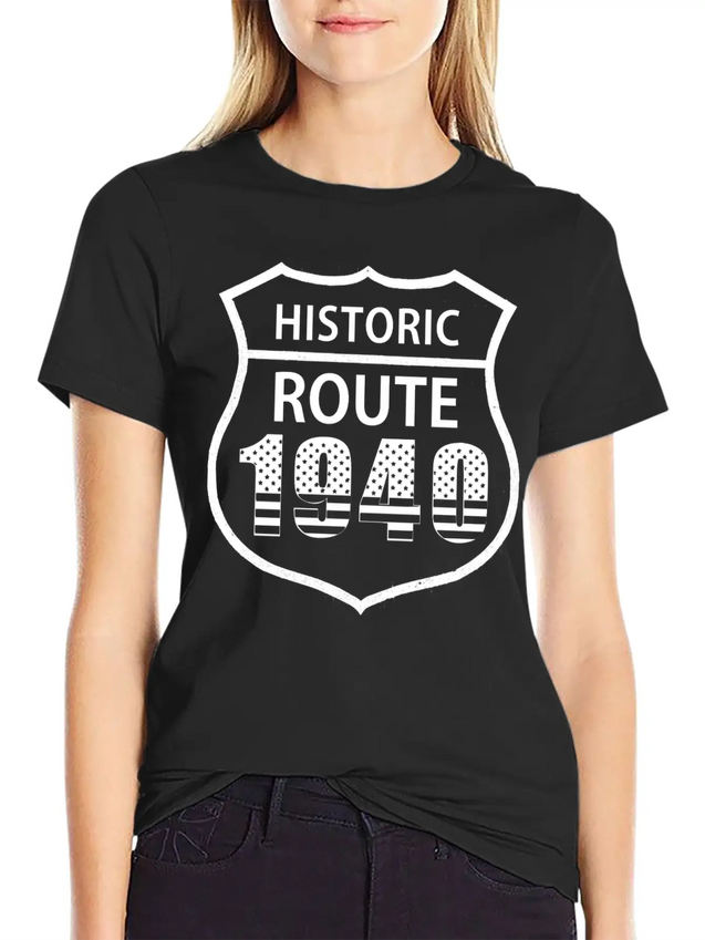 1940 Historic Route The American Way Simple Everyday Graphic Tee – Lightweight Summer Wear
