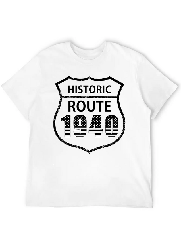 1940 Historic Route The American Way Simple Everyday Graphic Tee – Lightweight Summer Wear