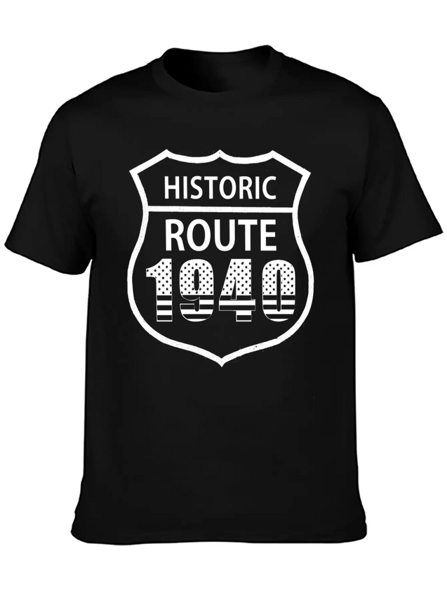 1940 Historic Route The American Way Simple Everyday Graphic Tee – Lightweight Summer Wear
