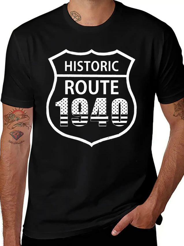 1940 Historic Route The American Way Simple Everyday Graphic Tee – Lightweight Summer Wear