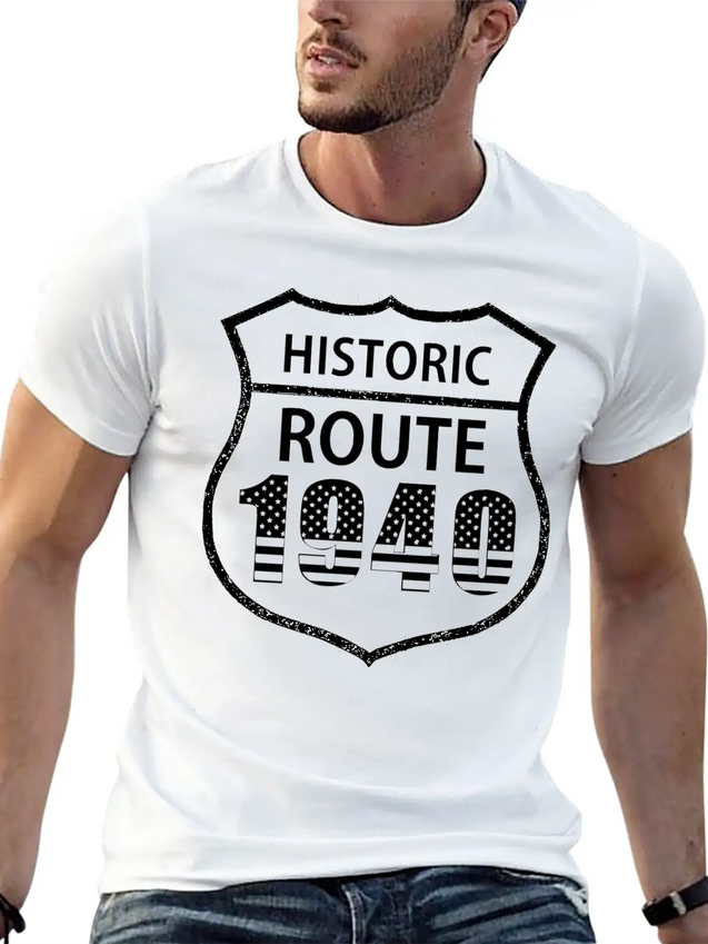 1940 Historic Route The American Way Simple Everyday Graphic Tee – Lightweight Summer Wear