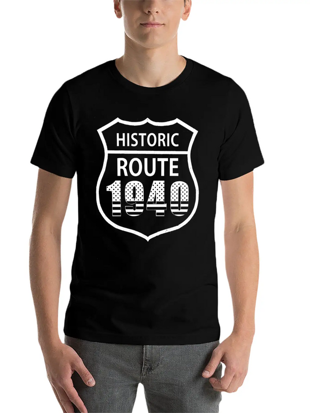 1940 Historic Route The American Way Simple Everyday Graphic Tee – Lightweight Summer Wear