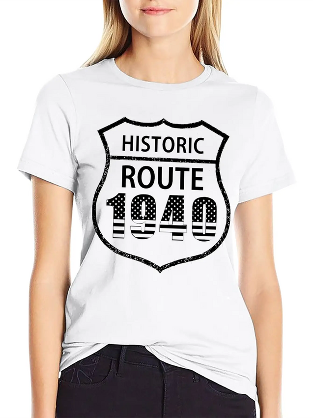 1940 Historic Route The American Way Simple Everyday Graphic Tee – Lightweight Summer Wear