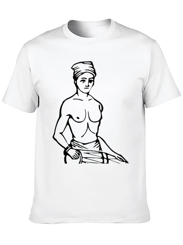19th Century Sinhalese Drummer Casual Graphic T-Shirt – Simple And Comfortable Daily Wear