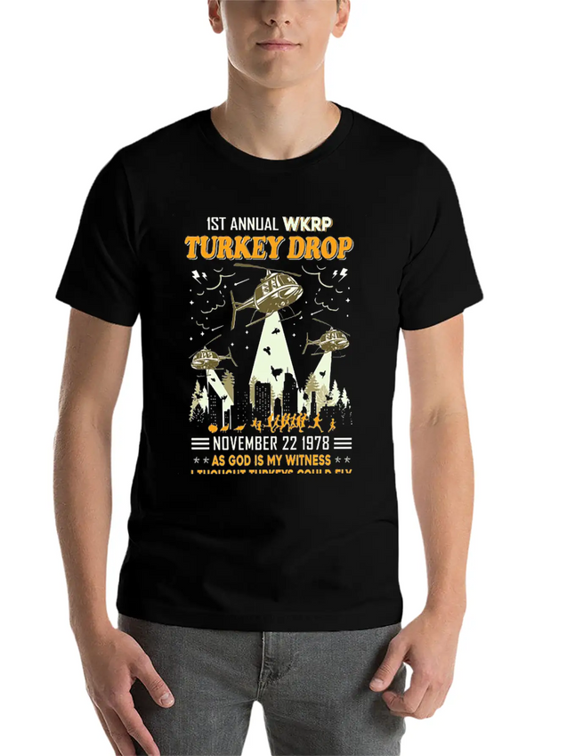 1st Annual WKRP Turkey Drop November 22 1978 Simple Everyday Graphic Tee – Lightweight Summer Wear