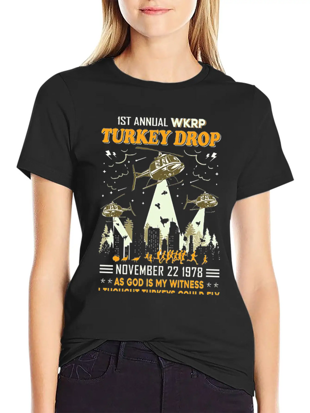 1st Annual WKRP Turkey Drop November 22 1978 Simple Everyday Graphic Tee – Lightweight Summer Wear