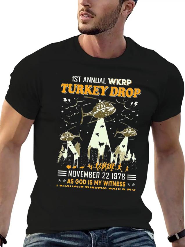 1st Annual WKRP Turkey Drop November 22 1978 Simple Everyday Graphic Tee – Lightweight Summer Wear